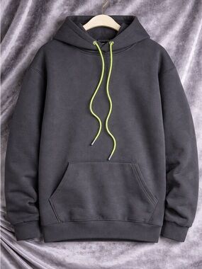 Black Women's Hoodie with Neon Green Drawcord